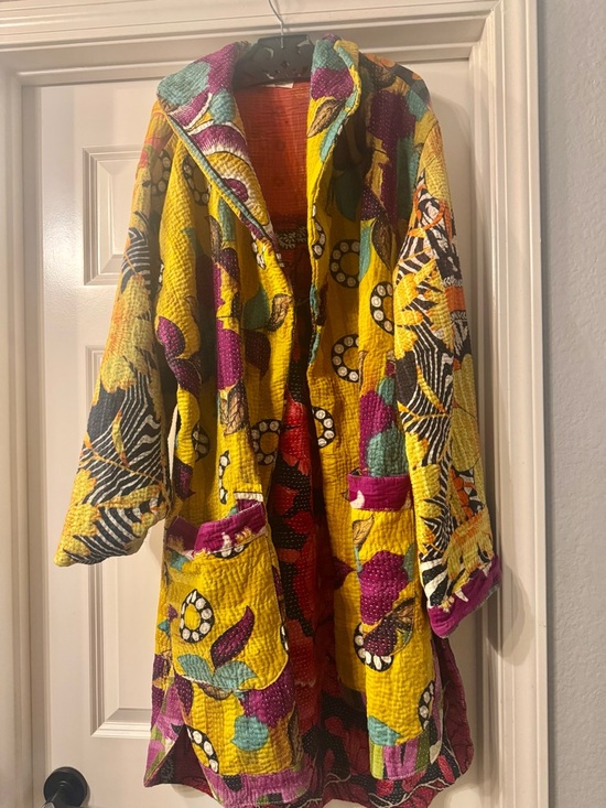 Kantha Bae Jackets & Blazers - Vibrant Yellow Patchwork Quilt-Style Jacket
